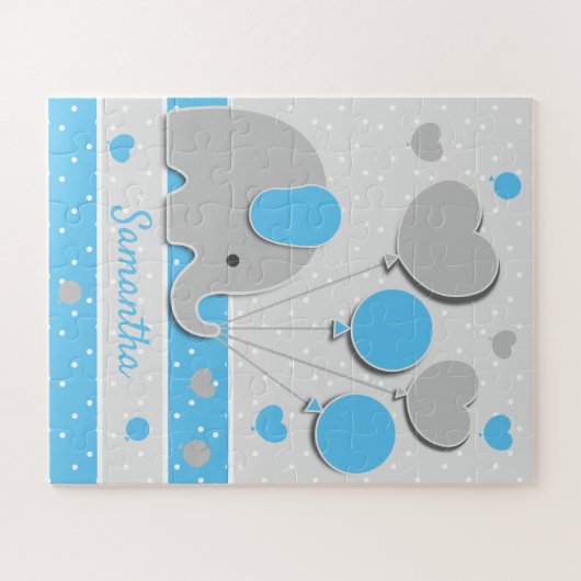 Cute Blue Baby Elephant Legpuzzel (Horizontaal)