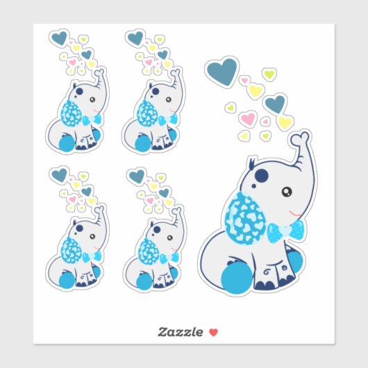 Cute Blue Baby Elephant Sticker (Vel)
