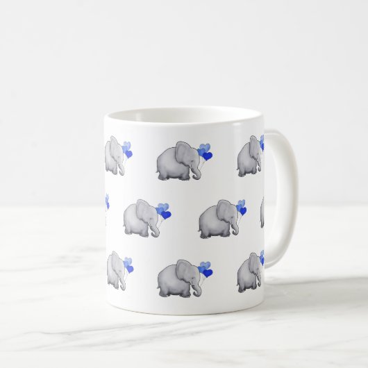 Cute Blue Baby Elephants Pattern Nursery Koffiemok (Voorkant rechts)
