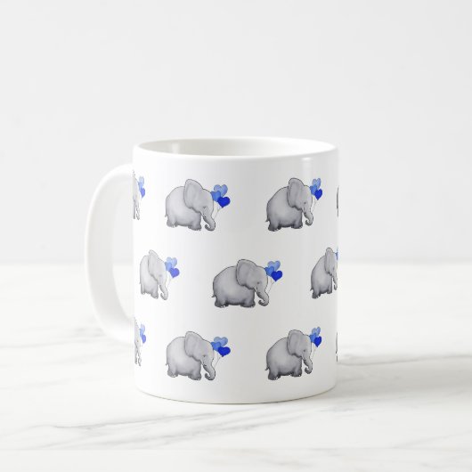 Cute Blue Baby Elephants Pattern Nursery Koffiemok (Voorkant links)