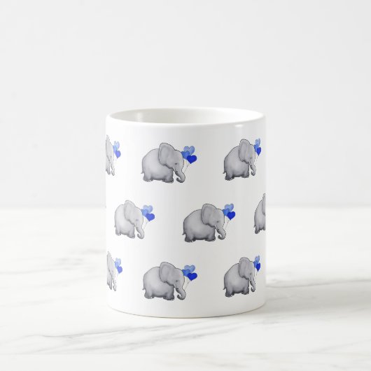 Cute Blue Baby Elephants Pattern Nursery Koffiemok (Center)