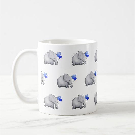 Cute Blue Baby Elephants Pattern Nursery Koffiemok (Links)