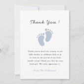 Cute Blue Baby footprint Baby Boy shower Bedankkaart (Voorkant)
