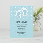 Cute Blue Baby Footprint Baby shower Kaart (Staand voorkant)