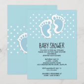 Cute Blue Baby Footprint Baby shower Kaart (Voorkant / Achterkant)