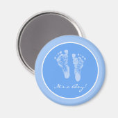 Cute Blue Baby Footprint is een Baby shower Magneet (Voorkant / Achterkant)