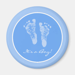 Cute Blue Baby Footprint is een Baby shower Magneet