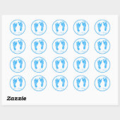 Cute Blue Baby Footprint is een Baby shower Ronde Sticker (Vel)