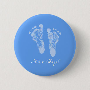 Cute Blue Baby Footprint is een Baby shower van ee Ronde Button 5,7 Cm