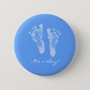 Cute Blue Baby Footprint is een Baby shower van ee Ronde Button 5,7 Cm