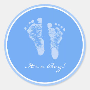 Cute Blue Baby Footprint is een Baby shower van ee Ronde Sticker