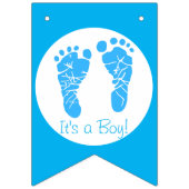 Cute Blue Baby Footprint is een Baby shower Vlaggetjes (Eerste vlag)