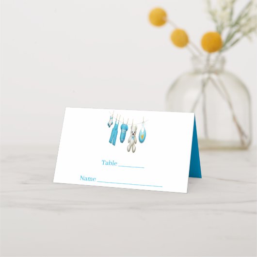 Cute Blue Baby Illustration Baby shower Plaatskaartje (Voorkant)