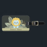 CUTE BLUE BABY LION LEAVES FOLIAGE GIFT KIND BAGAGELABEL<br><div class="desc">Als je nog meer aanpassingen of andere overeenkomende objecten nodig hebt,  kun je contact met me opnemen op info@yellowfebstudio.com</div>