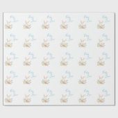 Cute Blue Baby Love Script Bunny Rabbit Shower Cadeaupapier (Vlak)