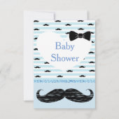 Cute Blue Baby Mustache Baby shower Invitation Kaart (Voorkant)
