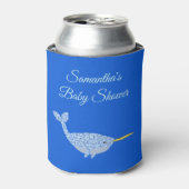 Cute Blue Baby Narwhal Baby shower Custom Blikjeskoeler (Blikje Voorkant)