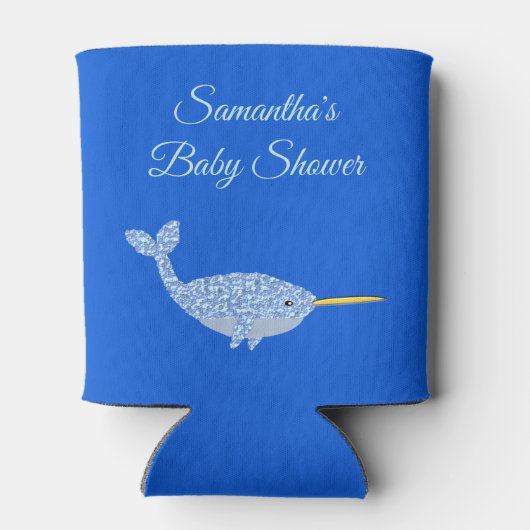 Cute Blue Baby Narwhal Baby shower Custom Blikjeskoeler (Achterkant)