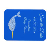 Cute Blue Baby Narwhal Baby shower Custom Magneet (Horizontaal)