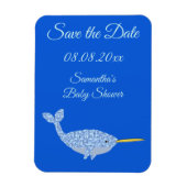 Cute Blue Baby Narwhal Baby shower Custom Magneet (Verticaal)
