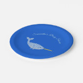 Cute Blue Baby Narwhal Baby shower Custom Papieren Bordje (Gekanteld)