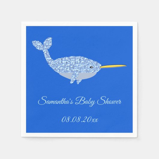 Cute Blue Baby Narwhal Baby shower Custom Servet (Voorkant)