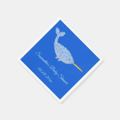 Cute Blue Baby Narwhal Baby shower Custom Servet (Hoek)