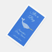 Cute Blue Baby Narwhal Baby shower Custom Servet (Hoek)