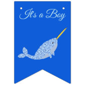 Cute Blue Baby Narwhal Baby shower Custom Vlaggetjes (Eerste vlag)