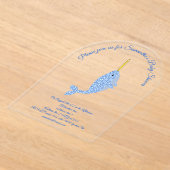 Cute Blue Baby Narwhal Custom Baby shower Acryl Uitnodigingen (Laagn)