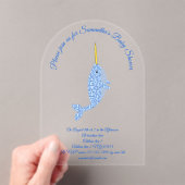 Cute Blue Baby Narwhal Custom Baby shower Acryl Uitnodigingen (Insitu (Draagbaar))