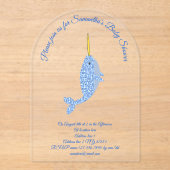 Cute Blue Baby Narwhal Custom Baby shower Acryl Uitnodigingen (Voorkant)