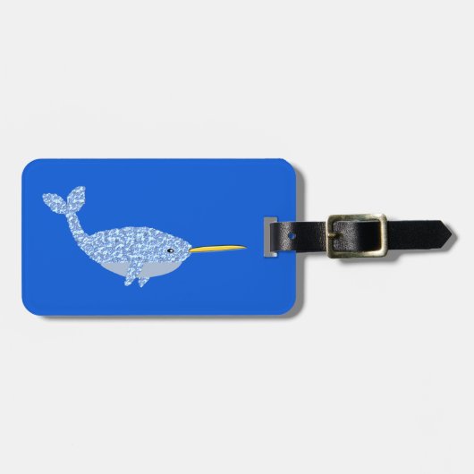 Cute Blue Baby Narwhal Custom Bagagelabel (Voorkant horizontaal)