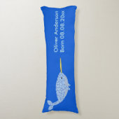 Cute Blue Baby Narwhal Custom Birth Lichaamskussen (Voorkant Verticaal)