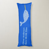 Cute Blue Baby Narwhal Custom Birth Lichaamskussen (Achterkant (Verticaal))