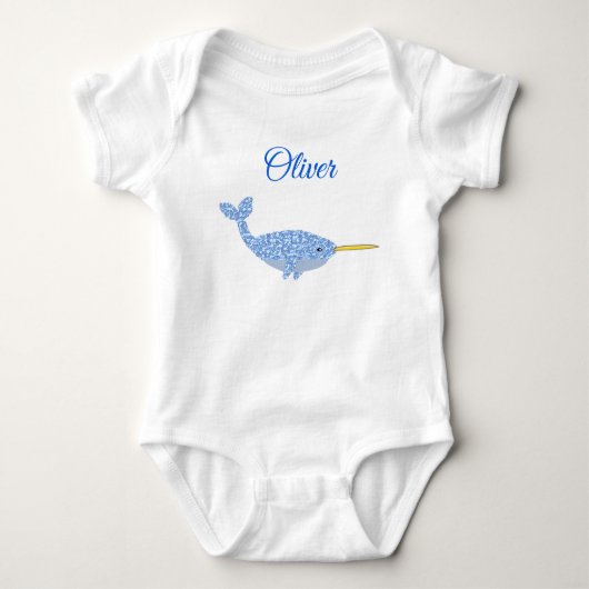 Cute Blue Baby Narwhal Custom Name Romper (Voorkant)