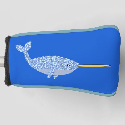 Cute Blue Baby Narwhal Golfheadcover (Voorkant)