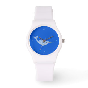 Cute Blue Baby Narwhal Horloge