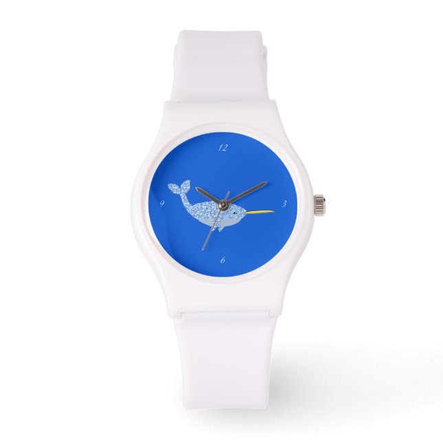 Cute Blue Baby Narwhal Horloge (Voorkant)