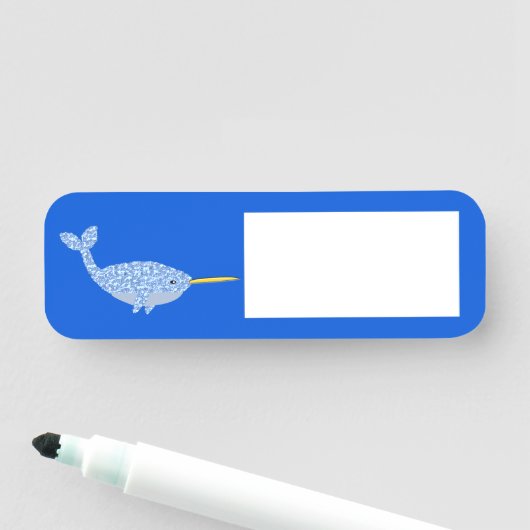 Cute Blue Baby Narwhal Naamplaatje (In situ)