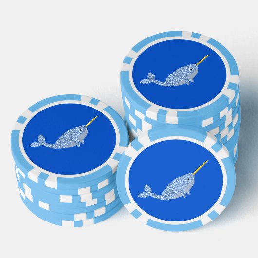 Cute Blue Baby Narwhal Poker Chips (Opstapeling)