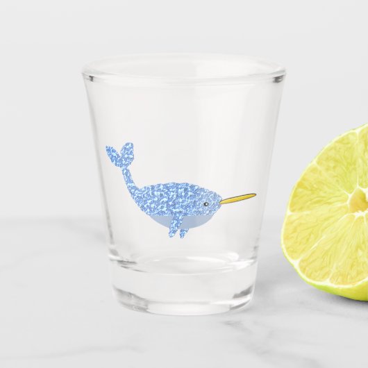 Cute Blue Baby Narwhal Shot Glas (Voorkant)