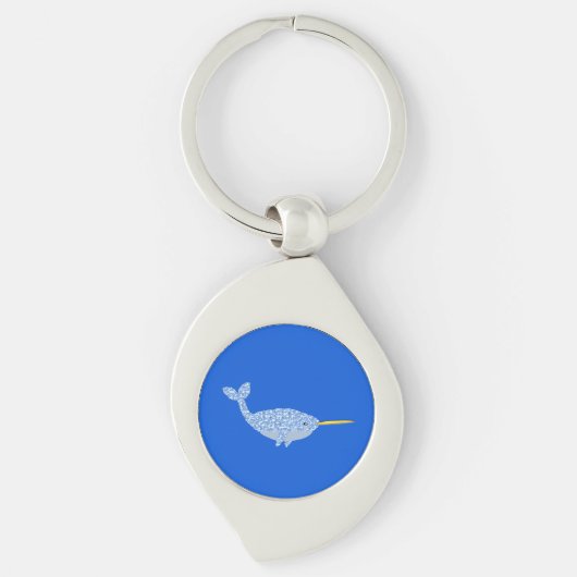 Cute Blue Baby Narwhal Sleutelhanger (Voorkant)