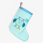 Cute Blue Baby Owl Aangepaste kerststop Kleine Kerstsok (Voorkant (Hangend))