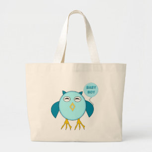 Cute Blue Baby Owl Canvas tas