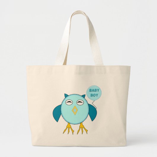 Cute Blue Baby Owl Canvas tas (Voorkant)