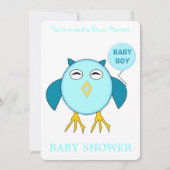 Cute Blue Baby Owl Custom Baby shower Kaart (Voorkant)