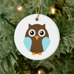 Cute Blue Baby Owl Keramisch Ornament<br><div class="desc">Kunst door hart gesloten</div>