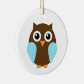 Cute Blue Baby Owl Keramisch Ornament (Rechts)