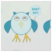 Cute Blue Baby Owl Patterned Fabric Stof (Close Up)